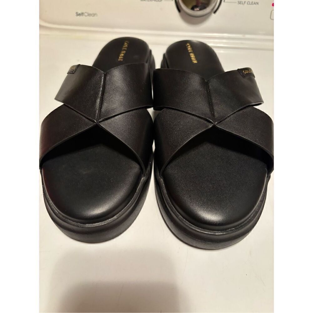 Cole Haan Black Leather Slides